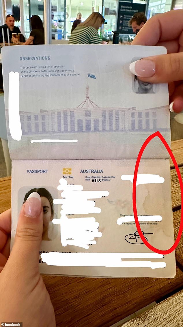 Sean Ferres and his girlfriend were due to fly to Bali but Virgin staff said they could not board the plane because of a coffee stain on her passport on September 20