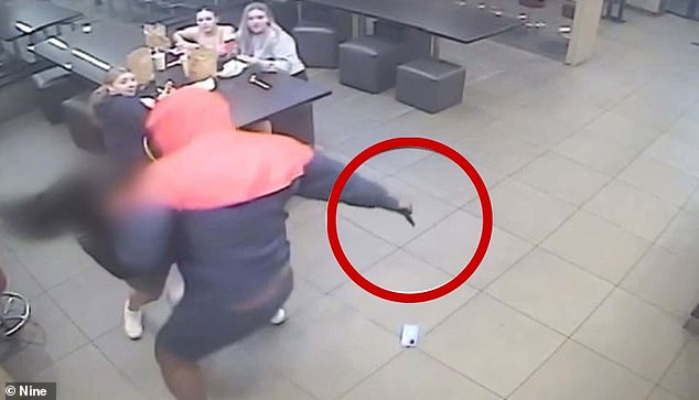 Seta Ratucadre, 38, is shown attacking his ex-partner while carrying a knife in a McDonald's in Sydney's west