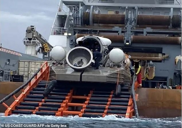 The U.S. Coast Guard has released a photo of the doomed Titan submarine from 2021. The photo shows the hull that fell off as the vessel was lifted to the surface