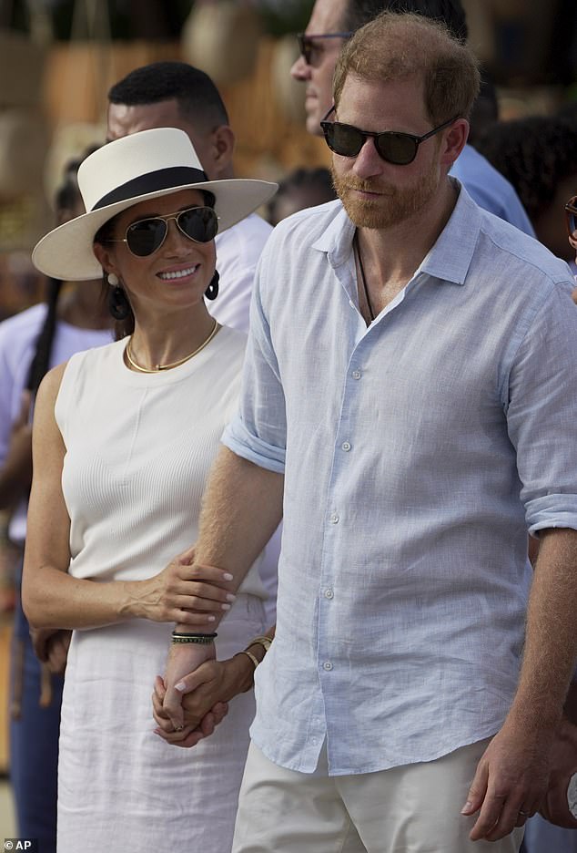 Prince Harry and Meghan visit San Basilio de Palenque during their tour of Colombia on August 17