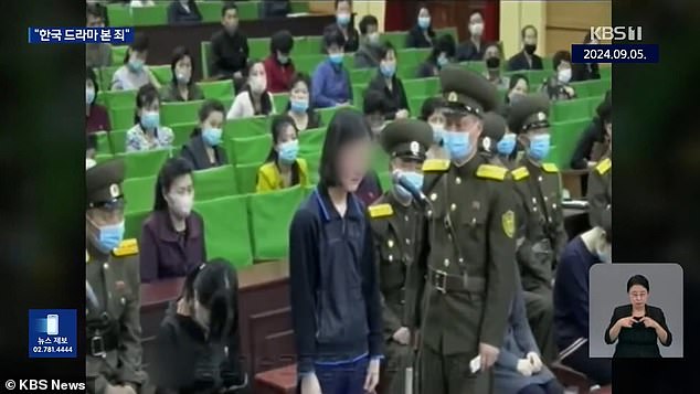 The tape shows a public shaming session in a large auditorium, where dozens of young North Koreans stand in lines in front of soldiers and are reprimanded for their 