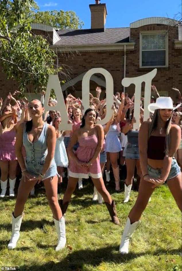 Alpha Omicron Pi, seen here, held a recruitment event on Sunnyside Drive in London, Ontario last weekend - much to the chagrin of the local neighborhood