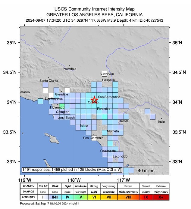 Southern California has been hit by two earthquakes less than 30 minutes apart southeast of Ontario