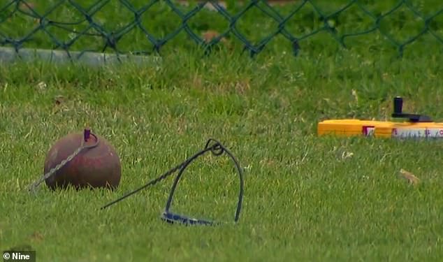 A 13-year-old boy was seriously injured during a hammer throw training session at St Albans Reserve in Adelaide's north on Thursday. The scene is shown in the photo