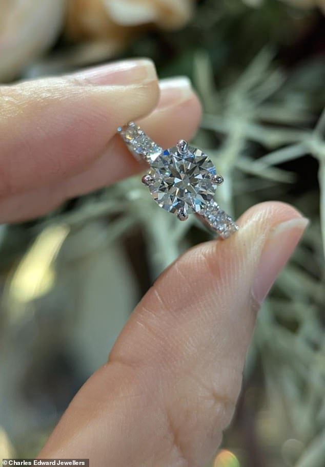 The stunning engagement ring, which Edward describes as 'individually crafted', is a one-of-a-kind design, made exclusively for Rice