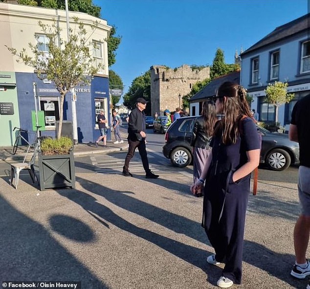 Buscemi is seen on the streets of Dalkey, just outside the Dalkey Duck pub, hours before the clash