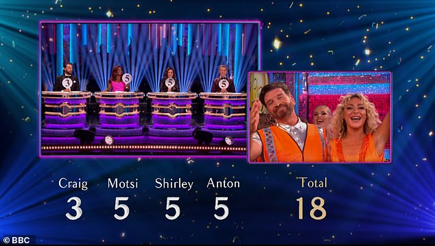 For his debut performance, Nick received a three from Craig and fives from Motsi, Shirley and Anton, putting him in the bottom half of the leaderboard