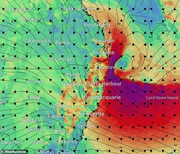 Strong winds and rain will mainly affect south-east Queensland and north-east NSW