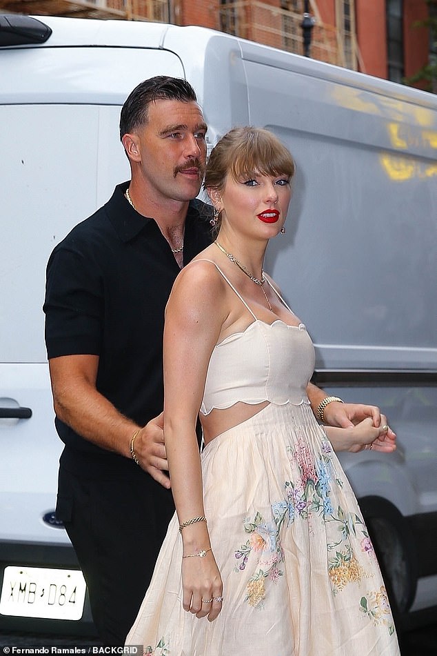 Taylor Swift and Travis Kelce made a stylish pair as he joined her at Electric Lady Studios in New York City on Saturday