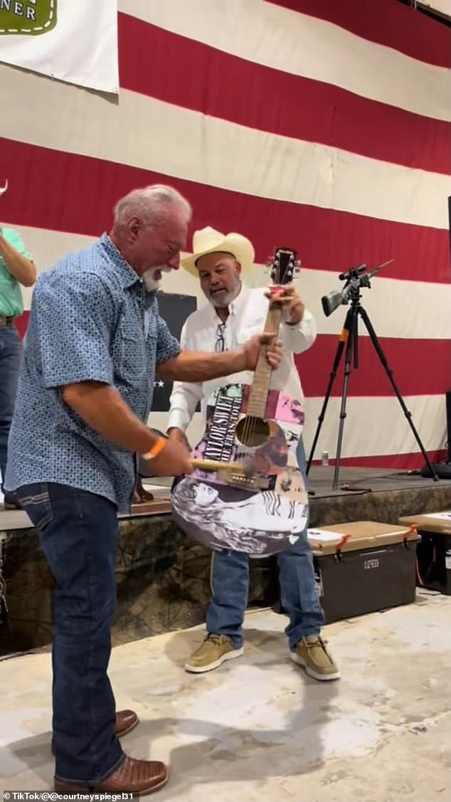 A Taylor Swift autographed guitar purchased for $4,000 at an auction in Texas was abruptly destroyed by the winner