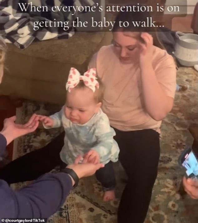 Baby Elliett, then 1 year old, took her first steps while celebrating her birthday with her family