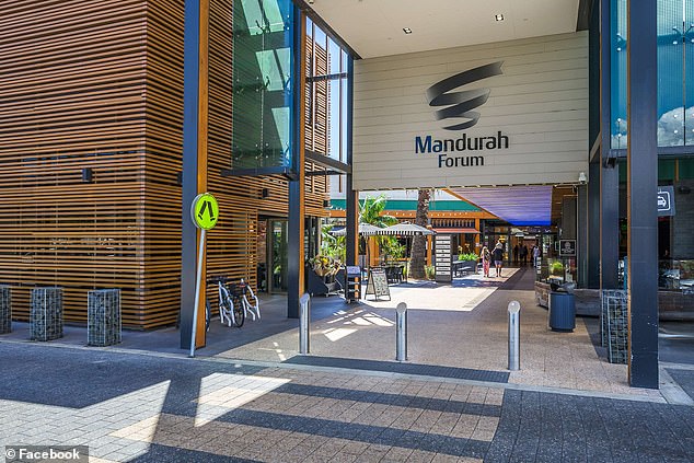 Shoppers were forced to hide in clothing store changing rooms at the Mandurah Forum on Pinjarra Road in Perth at 1.20pm on Friday