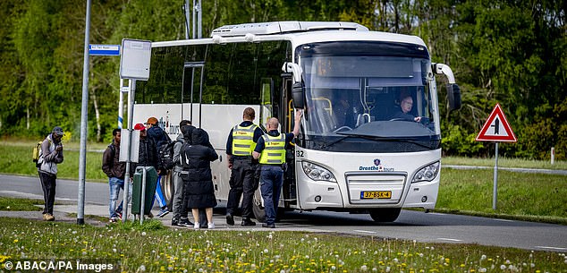 Asylum seekers and refugees at a registration center in Ter Apel, Netherlands in April (file photo)