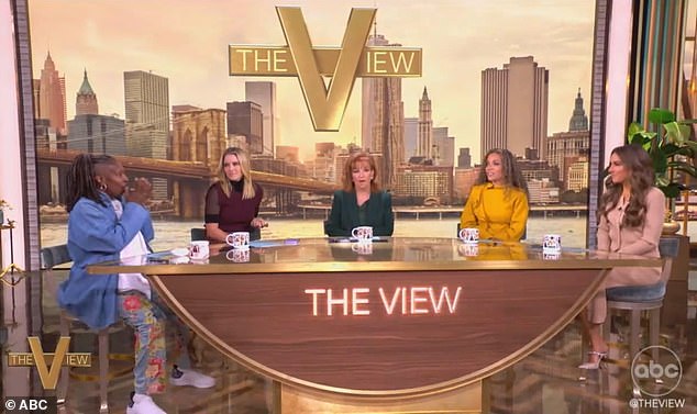 Whoopi was joined by Sara Haines, Joy Behar, Sunny Hostin and Alyssa Farah Griffin at the brand new studio in Hudson Square, Manhattan