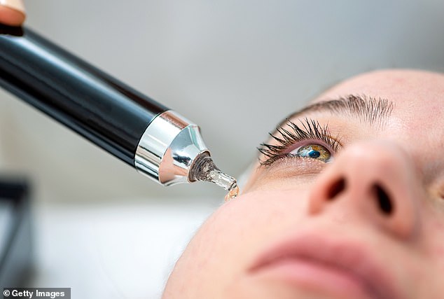 The shot contains donated umbilical cord blood and is designed to rejuvenate cells in the retina, the light-sensitive patch at the back of the eye