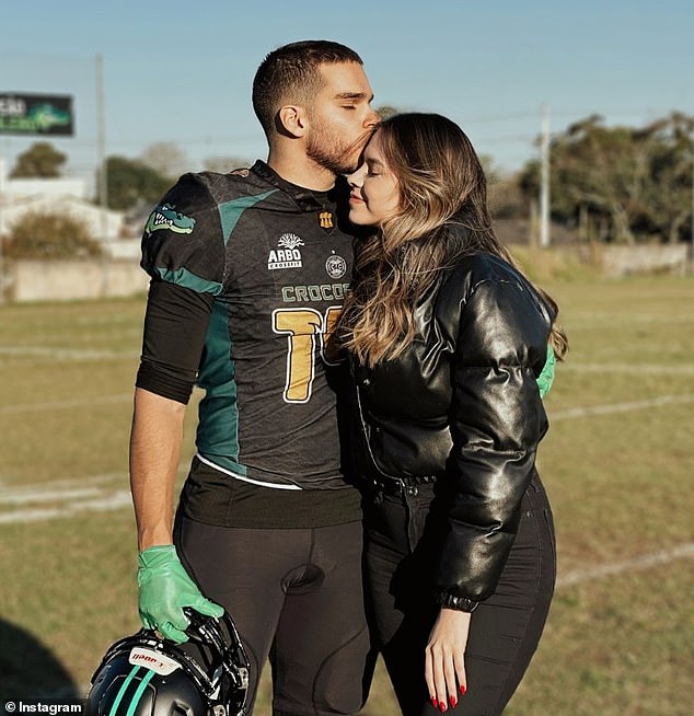 Lucas Barros (left, pictured with his girlfriend) was one of the victims of the terrible bus crash