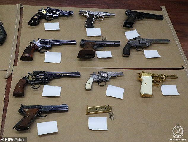 Three men have been arrested after the alleged theft of 27 rare weapons from the Lithgow Small Arms Factory Museum in NSW