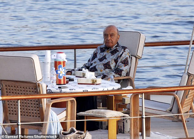 Mohamed Al-Fayed pictured sitting on his yacht in Saint Tropez, France, in 2009