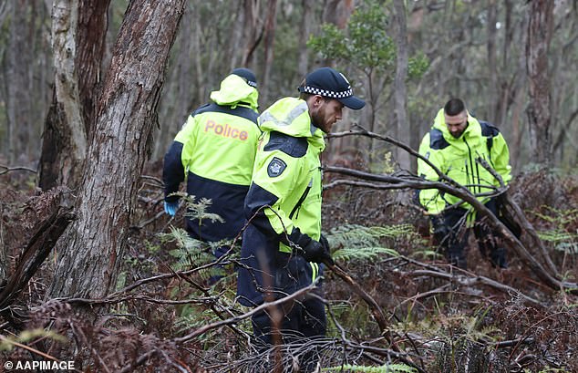 State and federal police faced wet conditions on Tuesday as they began a new search in Grenville, south of Ballarat, which concluded on Thursday