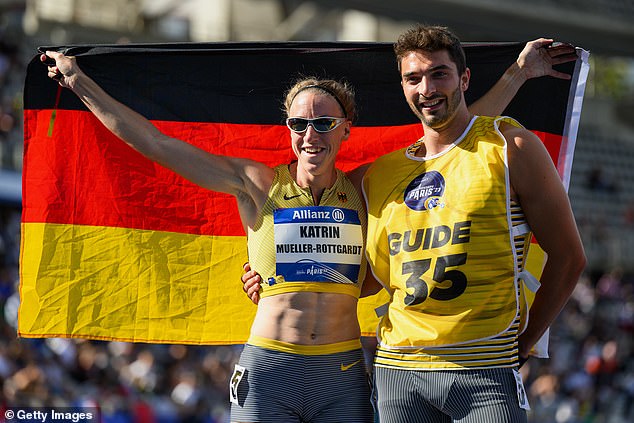 Visually impaired German sprinter Katrin Mueller-Rottgardt, 42, worries that Petrillo, 51, 