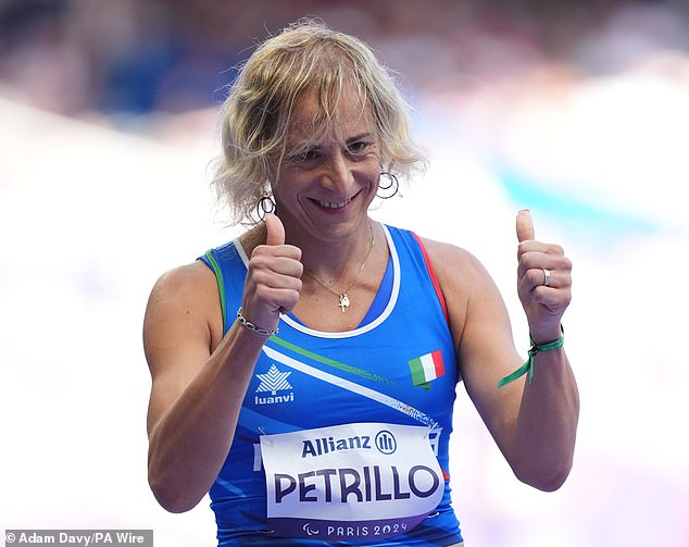 Valentina Petrillo (pictured) - the first-ever transgender Paralympic athlete - qualified for the semi-finals of the women's 400m T12 on Monday