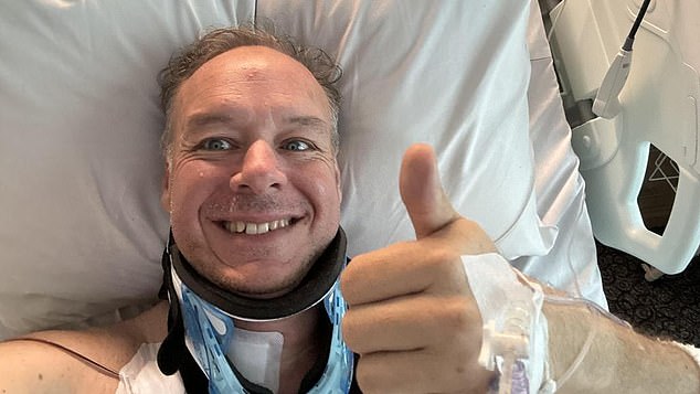 Triple M footy commentator Ben Dobbin (pictured) has suffered a horrific cycling accident that left him with a broken neck and spinal injuries