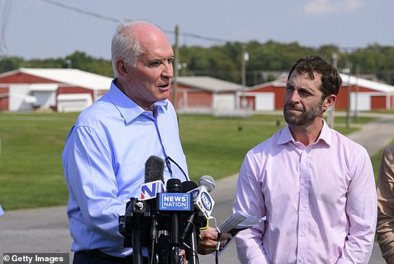 BUTLER, PENNSYLVANIA - AUGUST 26: U.S. Rep. Mike Kelly (R-PA), a ranking member of the Task Force on the Attempted Assassination of Donald J. Trump, speaks to the press after a tour of the shooting at the Butler Farm Show Grounds on August 26, 2024 in Butler, Pennsylvania. At least five Secret Service agents have been placed on modified duty following the attempted assassination of former President Donald Trump in July. (Photo by Jeff Swensen/Getty Images)