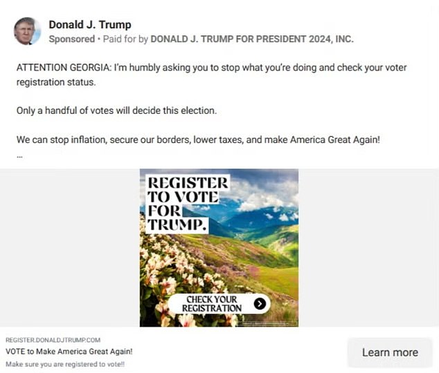 Former President Donald Trump's campaign used a photo of Georgia, the country, instead of Georgia, the state, in paid social media ads