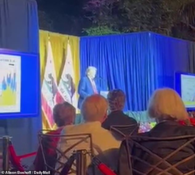 Footage obtained by DailyMail.com of the former president speaking at a fundraising event in Beverly Hills on Friday night