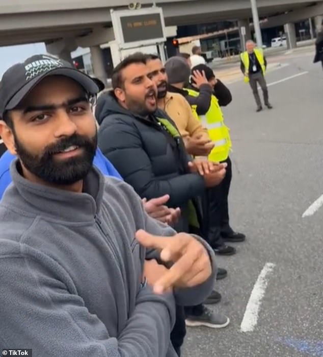 Hundreds of Uber drivers have parked their vehicles to strike over fears they are being exploited by the transport giant (pictured: Melbourne Airport protests)