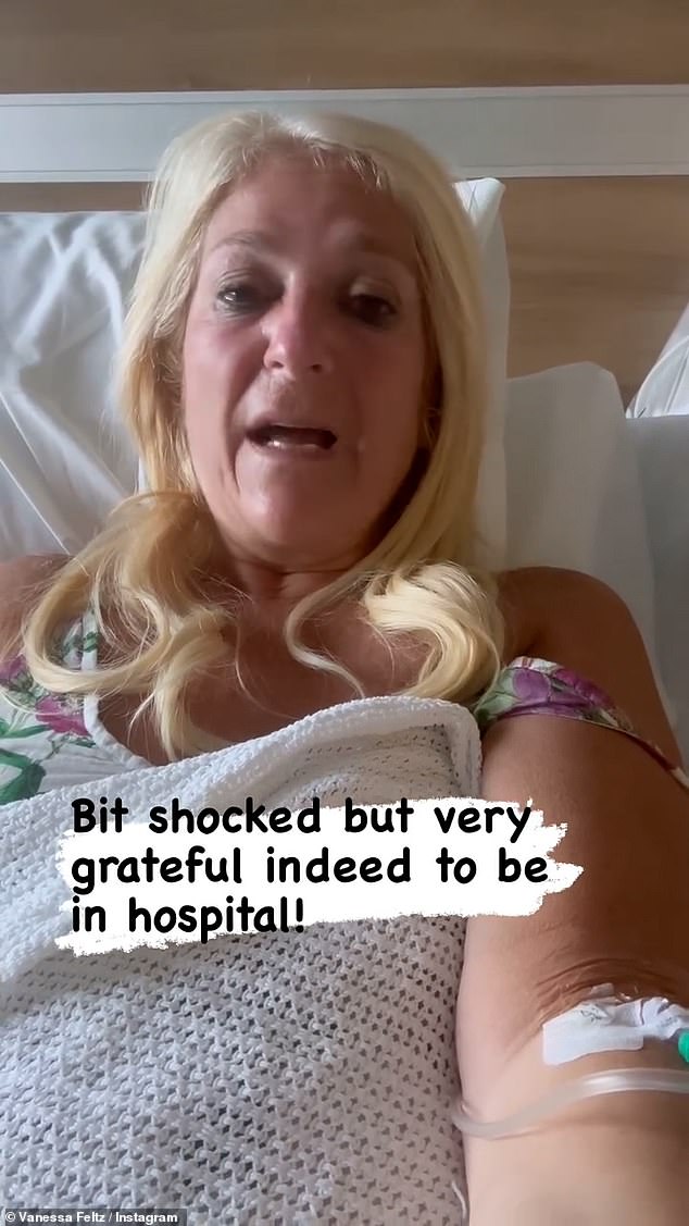 Vanessa Feltz, 62, posted on Instagram on Monday after being rushed to an operating room after experiencing severe pain 'worse than childbirth'