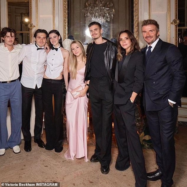 Victoria shared a photo of the whole family on Instagram as they all gathered for the show on Friday night