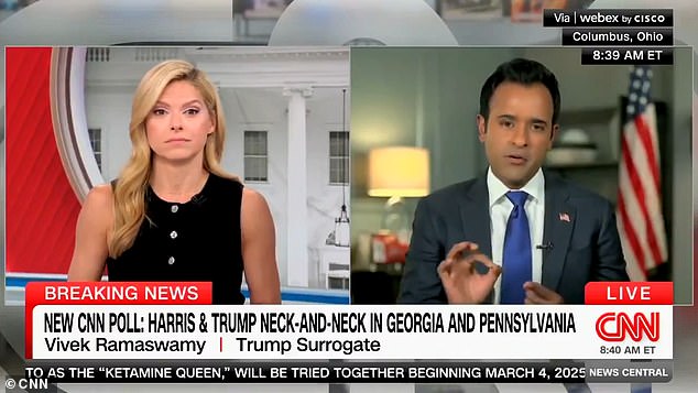 Former Republican presidential candidate Vivek Ramaswamy got into an altercation with CNN host Kate Bolduan over Donald Trump's policies on Wednesday morning