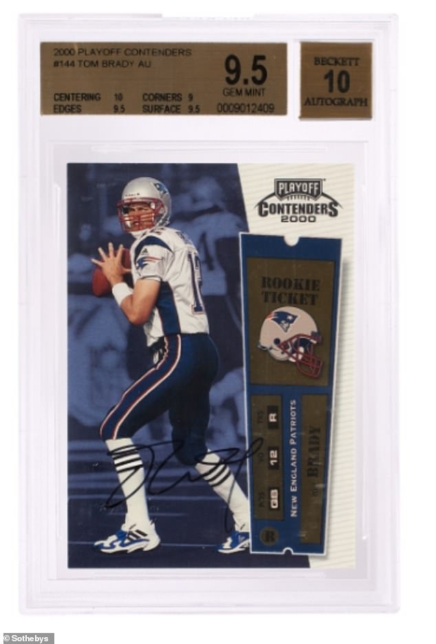 The auction, held through Sothebys, saw this signed Brady rookie card go to Kraft