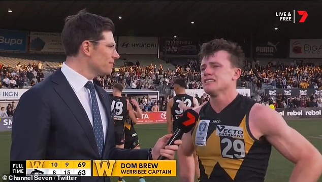 Werribee captain Dom Brew was in tears after his team won the VFL premiership