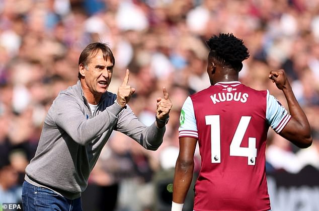 Julen Lopetegui became the first West Ham manager to oversee three consecutive home defeats to start a season