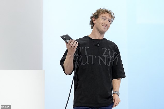 Mark Zuckerberg, 40, wore a special baggy T-shirt with the text 'AUT ZUCK AUT NIHIL' during Meta Connect 2024 on Wednesday