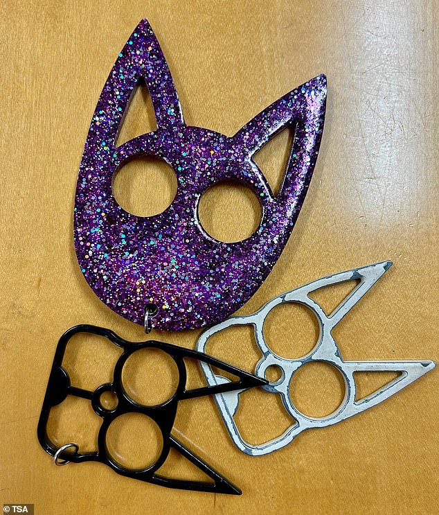 Pictured: A mix of 'cat eyes' confiscated by the TSA. Some are metal and some are plastic