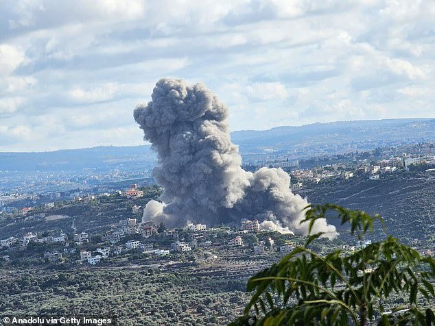 Smoke rises after an Israeli airstrike hit Tyre in southern Lebanon this afternoon