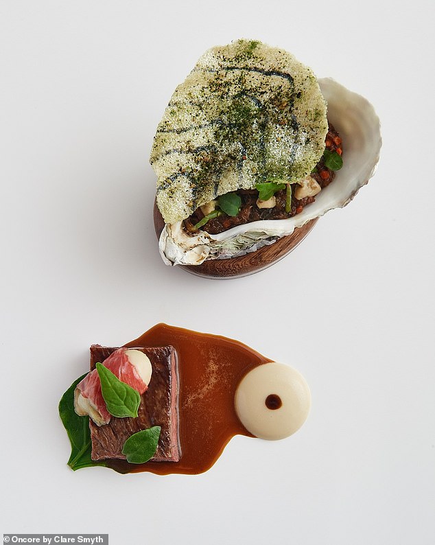 A striking dish from the affordable tasting menu is the Australia wagyu with oyster