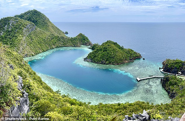 A famous heart-shaped lagoon is located in Karawapop on Misool Island in Raja Ampat