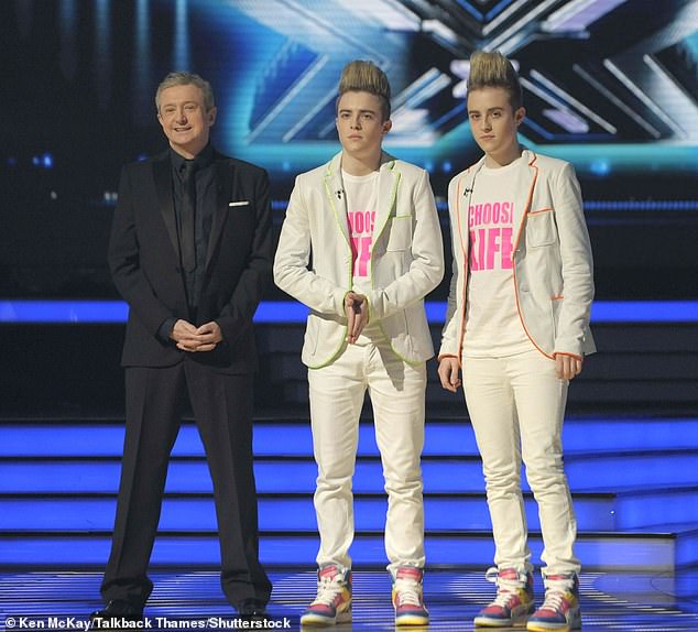 The Irish singer rose to fame with his twin brother John as part of the duo Jedward on the sixth series of The X Factor in 2009 (pictured with mentor Louis Walsh)