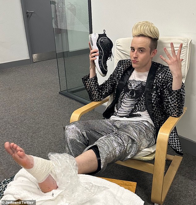 Jedward star Edward Grimes has been left devastated after breaking his ankle. Last week he took to X, formerly Twitter, to show off his injuries.