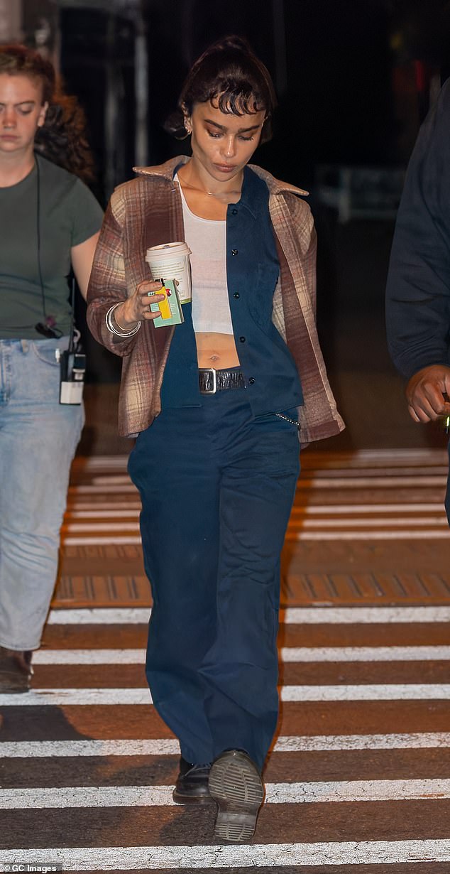 Zoë Kravitz was spotted on the set of her upcoming crime thriller, Caught Stealing, in New York City on Friday night