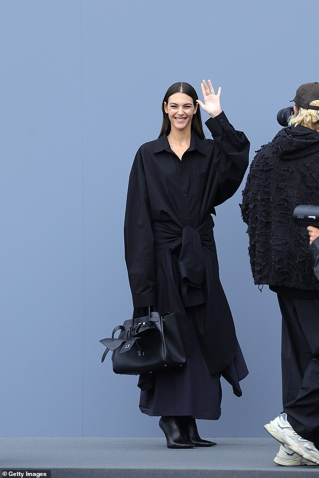 Earlier in the day, Vittoria seemed in good spirits as she arrived at the Balenciaga show during Fashion Week