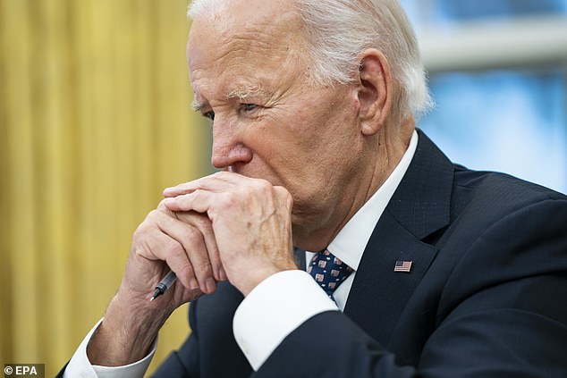 US President Joe Biden pauses as he speaks from the Oval Office