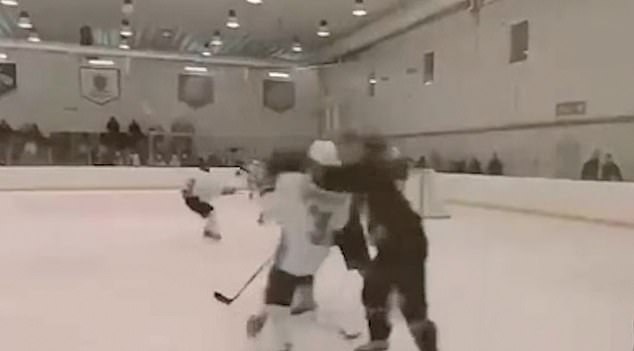 1727750042 144 Shocking moment mass brawl breaks out on the ice Hockey