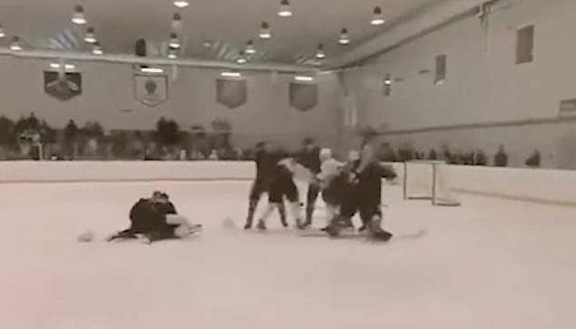 Throughout the video we see players hitting each other on the head even though their opponents are on the ground