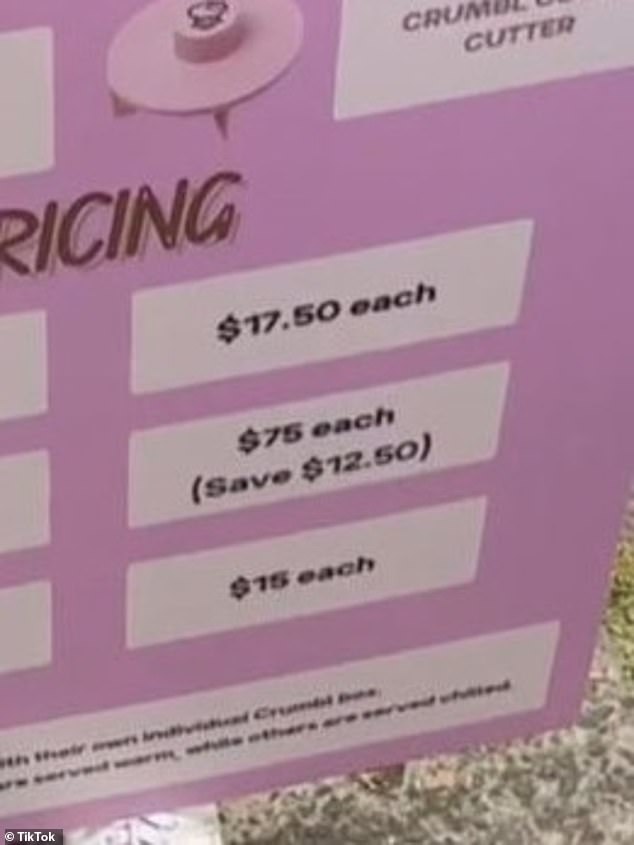 Many customers were shocked to see the cookies being sold for $17.50 each, despite the same cookies being sold in packs of four for $21 in the US.