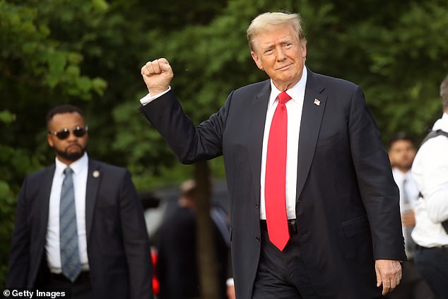 Former President Donald Trump arrives at a rally in the historic Democratic district of the South Bronx in New York City, home to a large Latino community, on May 23, 2024